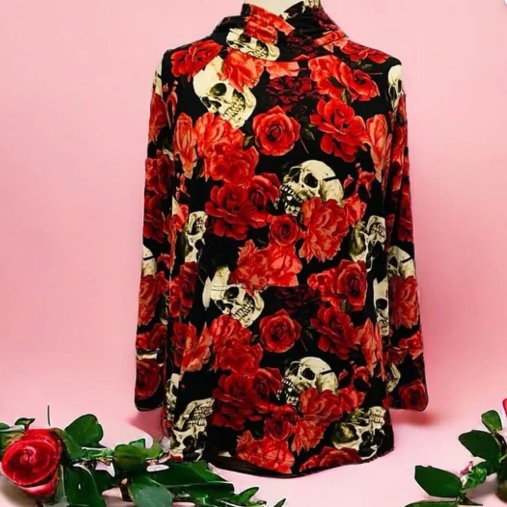 Skull and Roses Hoodie XL